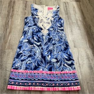 Lilly Pulitzer Gabby Stretch Shift Dress High Tide Navy Size 2